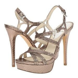 ❌SOLD❌Michael Kors Cicely Platform Sandals Nickel Metallic Size 5 MSRP $175